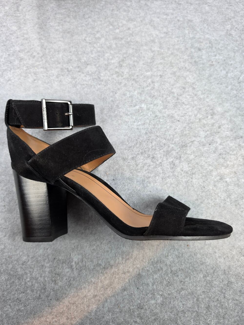 Vionic Sofia Black Suede Block Heels